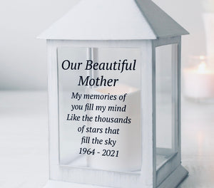Personalised Memorial White Lantern