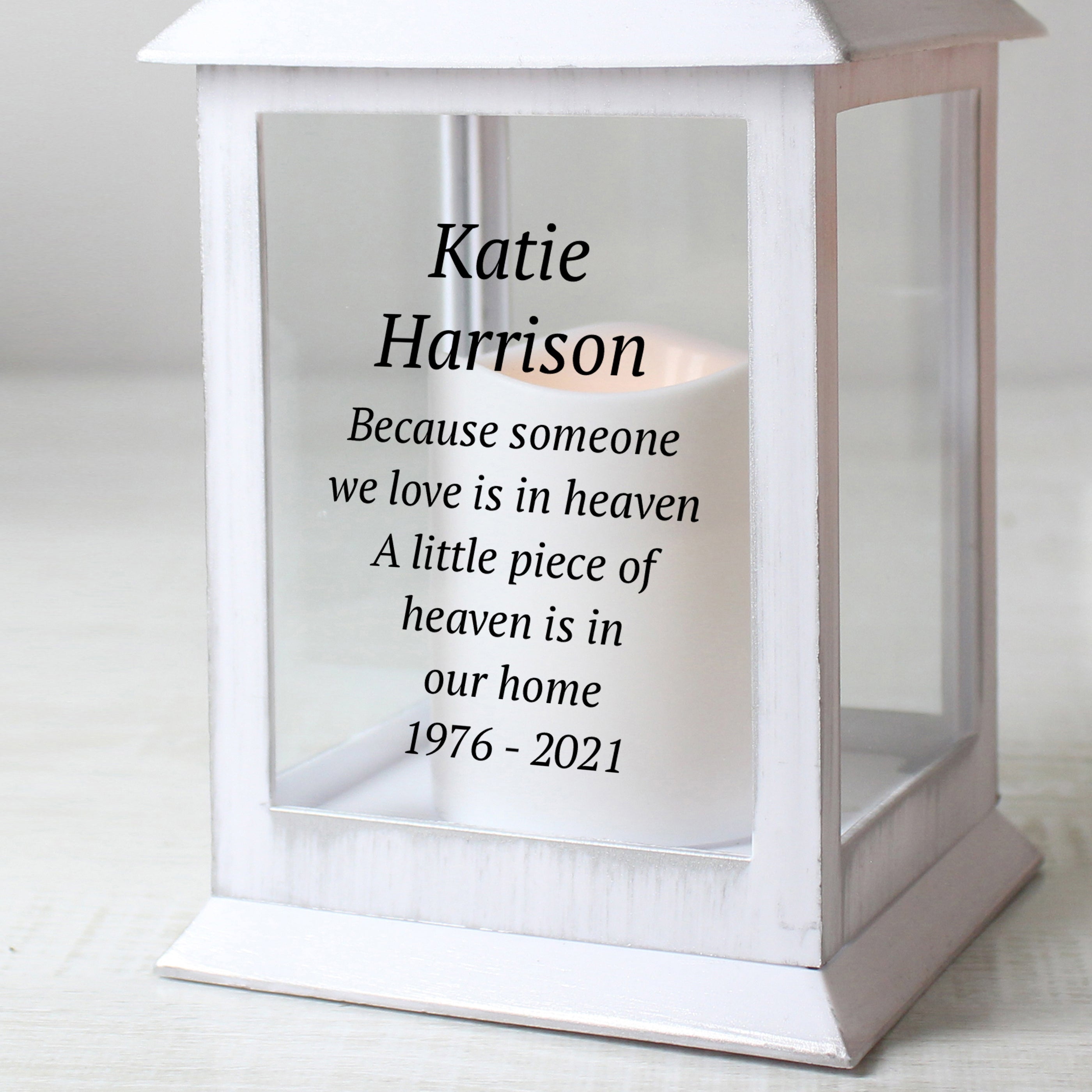 Personalised Memorial White Lantern