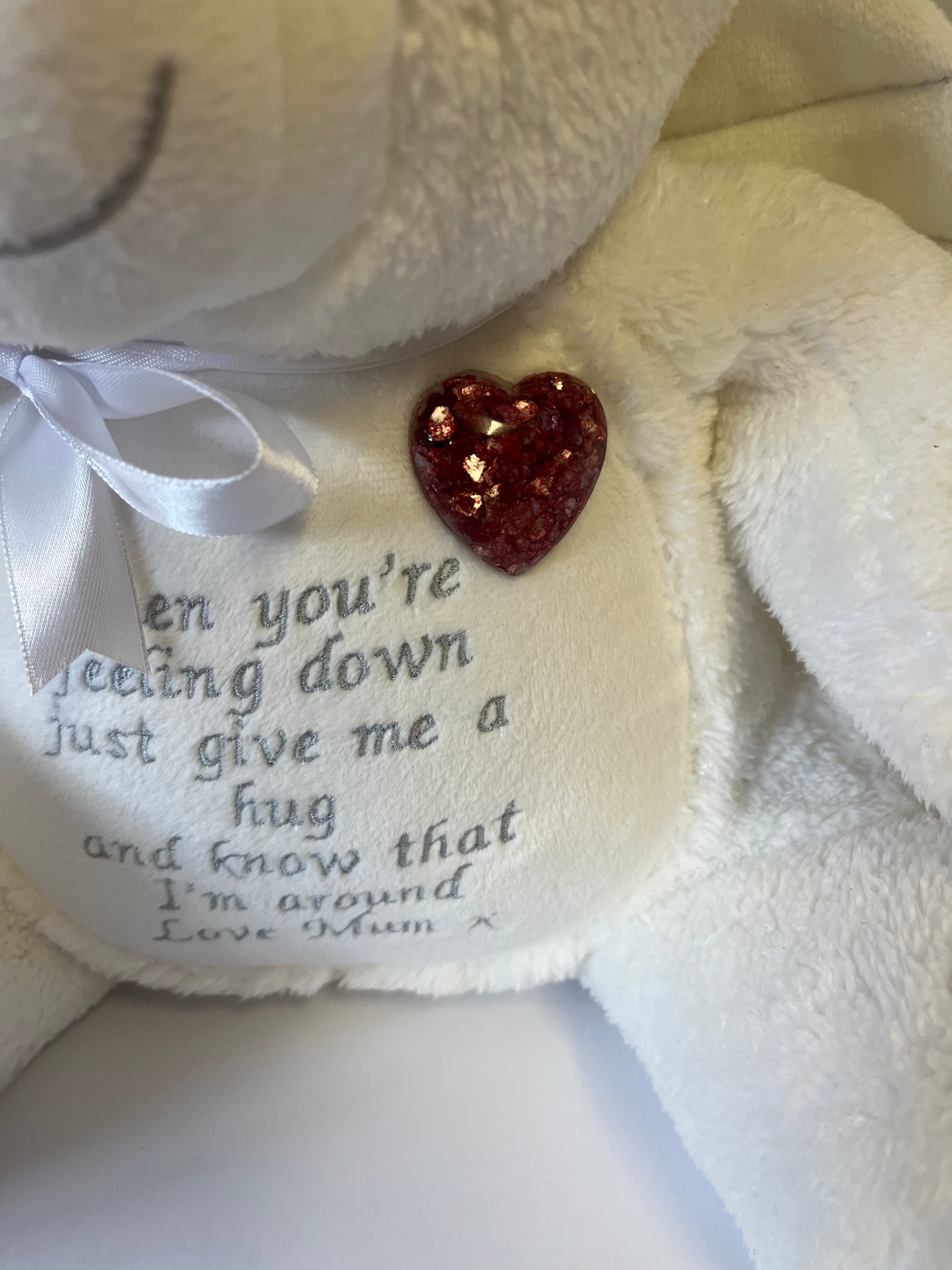 Angel Teddy with Ashes heart and message